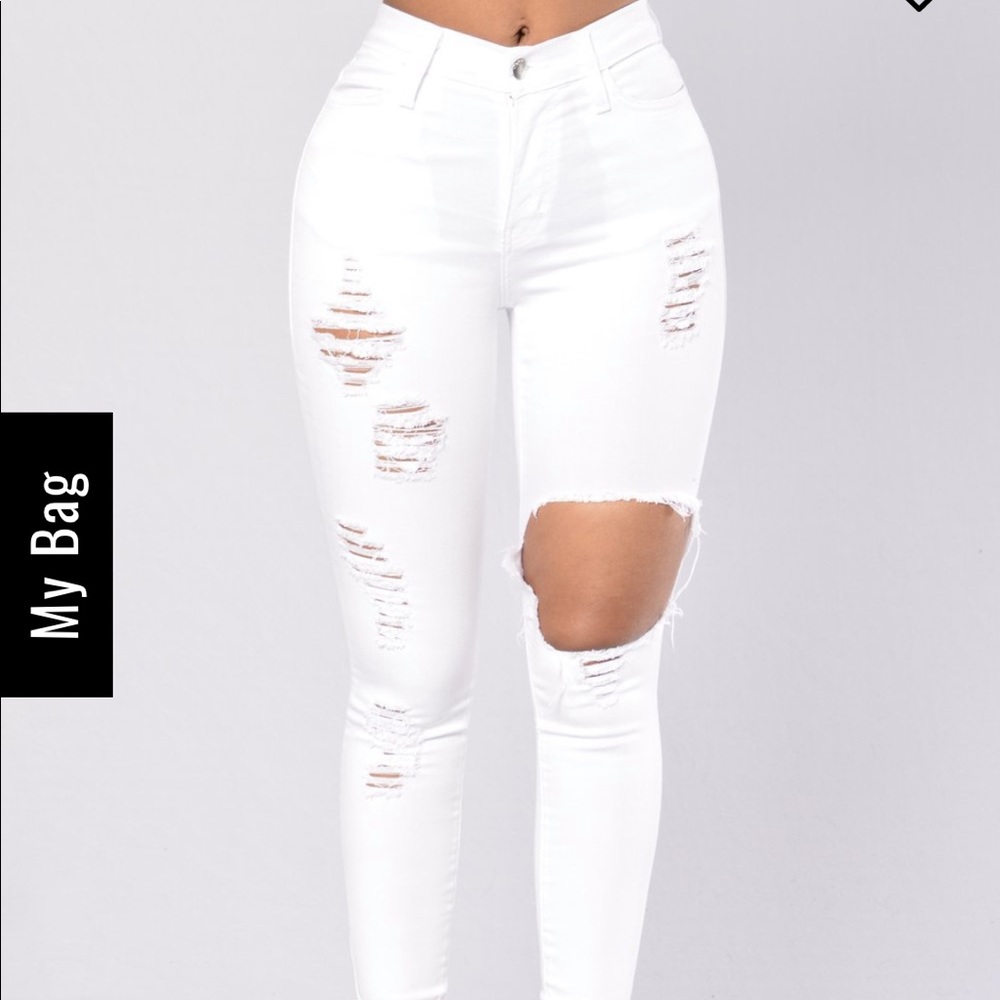 White Fashion Nova Glistening Jeans ✨